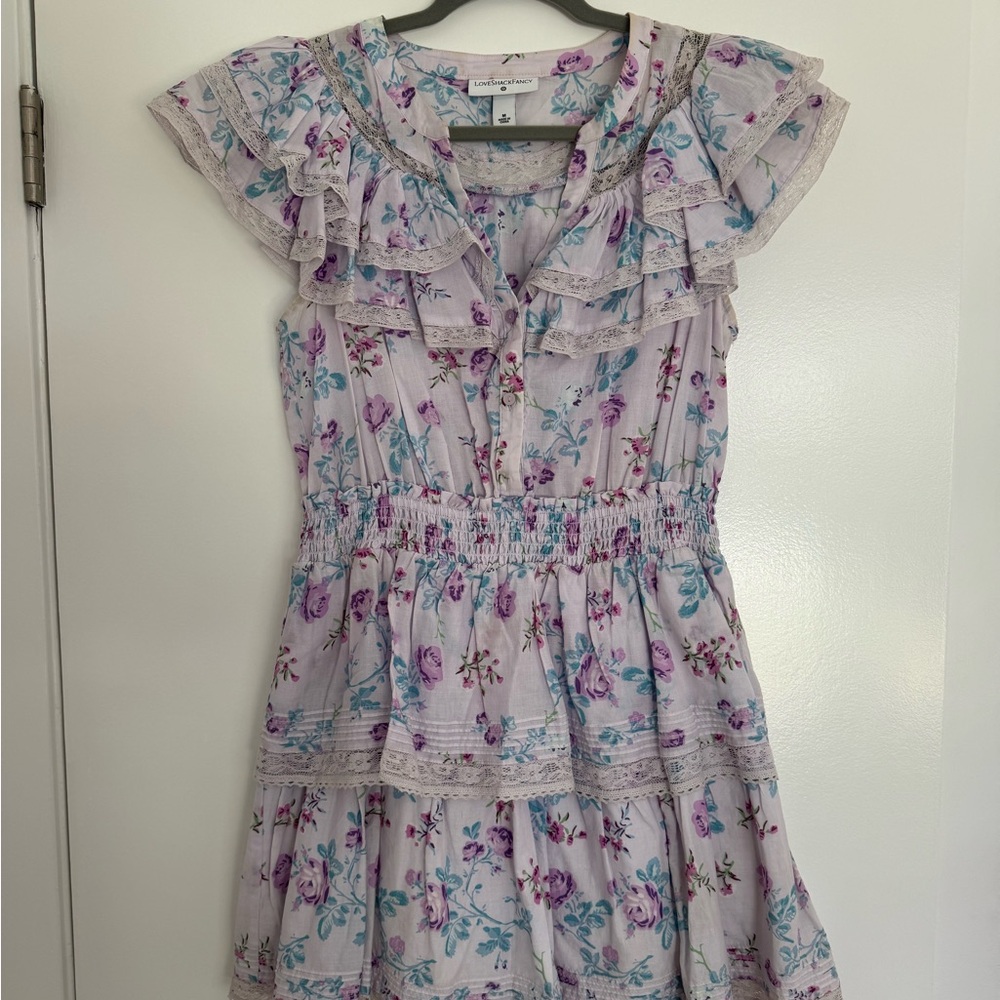 Pink and Purple Tiered Ruffle Sundress with Flutter Sleeves